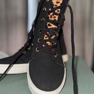 Timberland Black Sneakers with Animal Print Accents